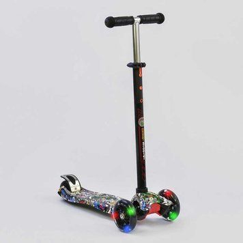 Самокат триколісний А 24642 / 779-1386 MAXI "Best Scooter" колеса PU, світяться, трубка керма алюмінієва А 24642 фото