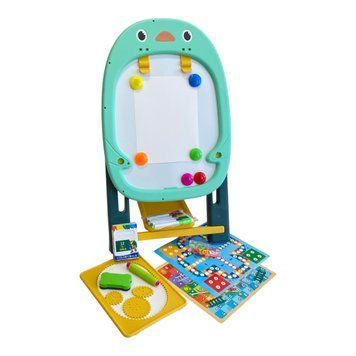 Мольберт двосторонній,магнітна дошка,магніти, крейда, маркери, стиранка, настільні ігри, фішки 050-37 фото